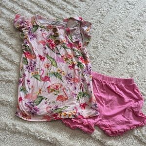 Posh Peanut Floral Flamingo Toddler Outfit